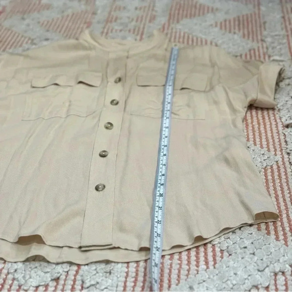 Chico’s Beige Mock Neck Button Down - Picture 6 of 7